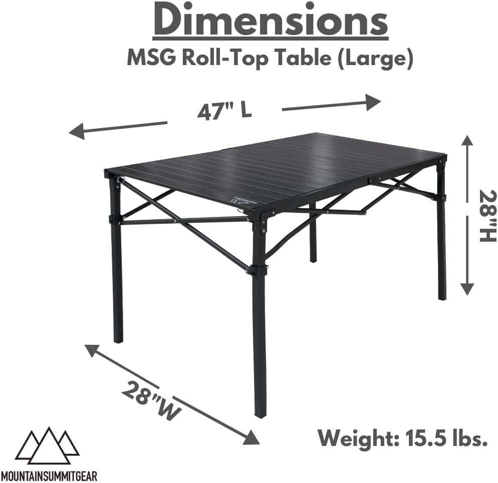 Heavy-Duty Large Camping Roll-Top Aluminum Table - Portable & Weather-Resistant