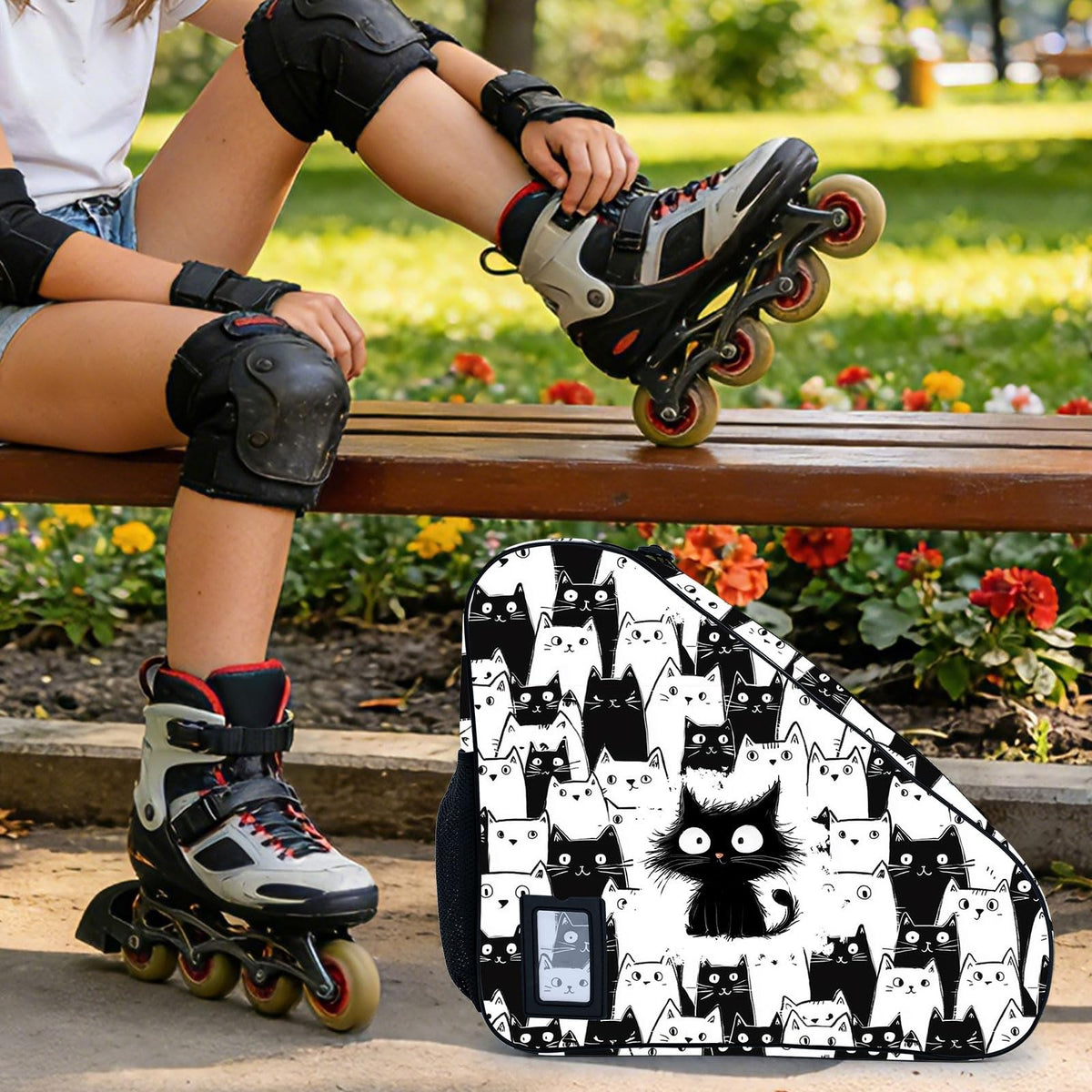 Cat Skate Bag for Inline Skates Waterproof Travel Storage with Adjustable Strap