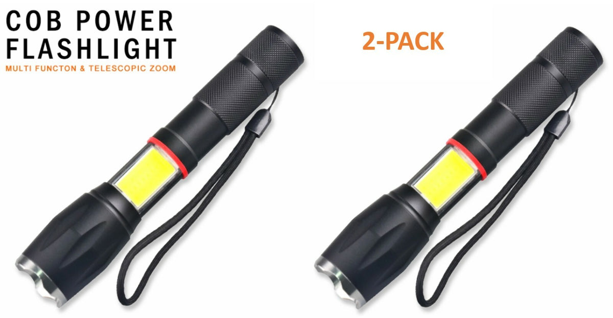 Rechargeable LED Flashlight with Magnetic COB Focus Beam and Emergency Red Flashlight