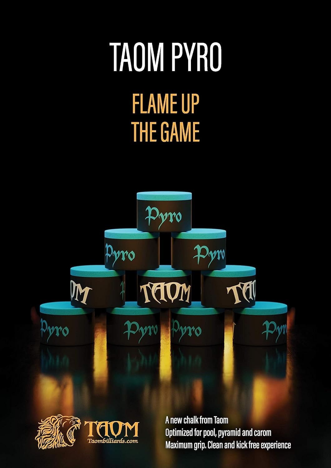 Taom Pyro Professional Pool Chalk – Ultimate Cue Tip Grip, Clean & Dust-Free