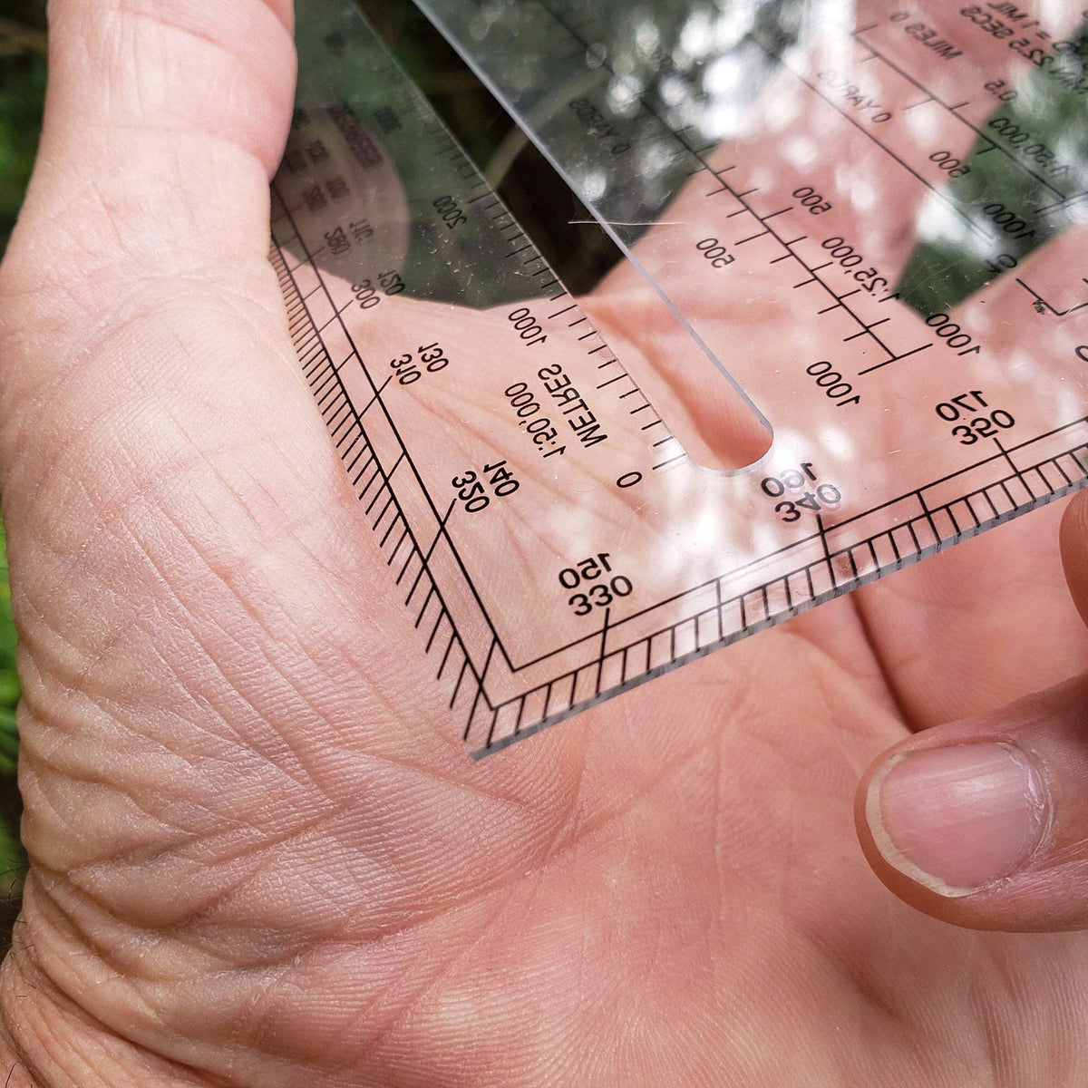 Map Protractor for Navigation and Map Reading - MILS Degrees Meters Yards