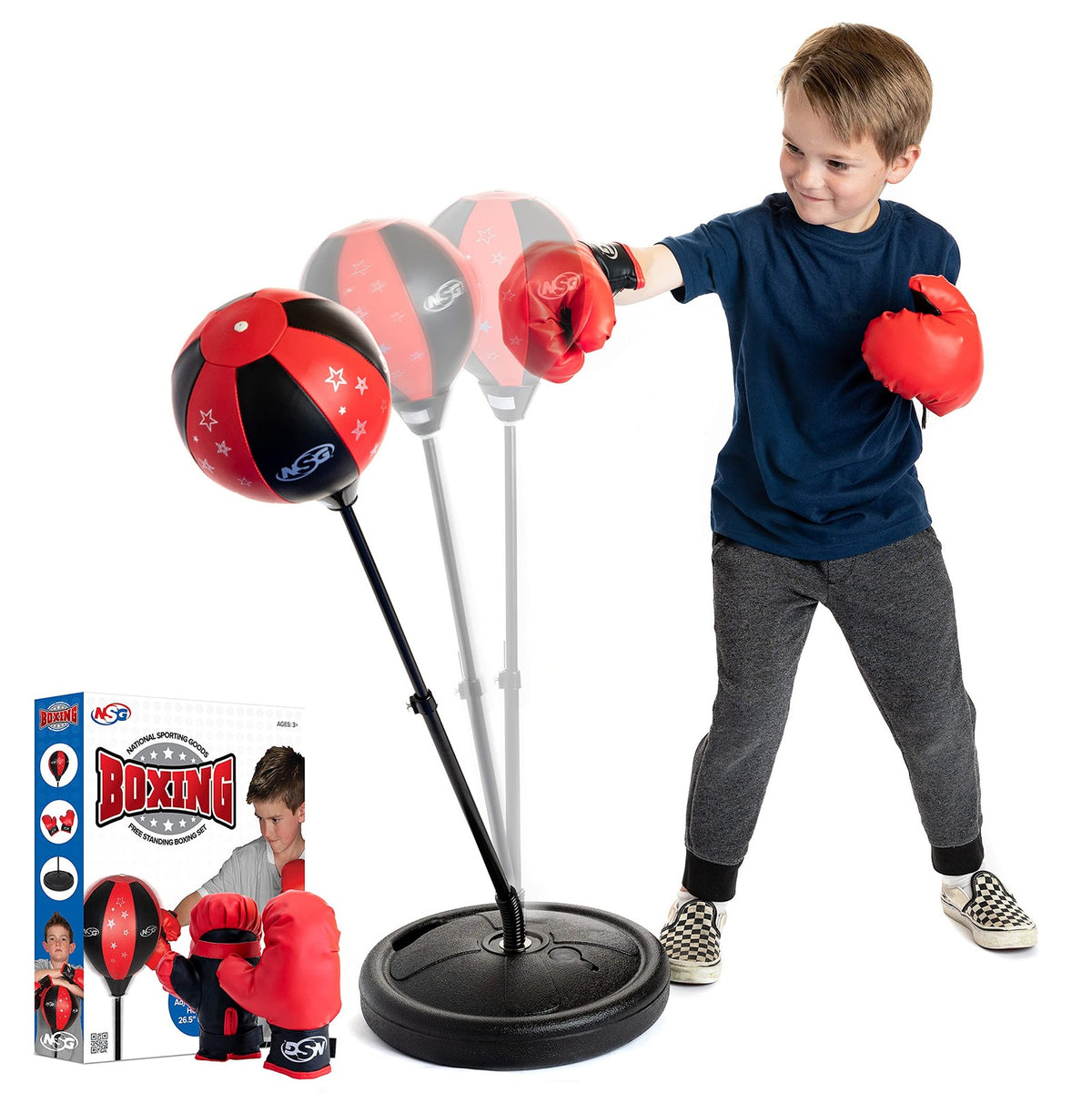 Kids Adjustable Freestanding Punching Bag & Boxing Gloves Set