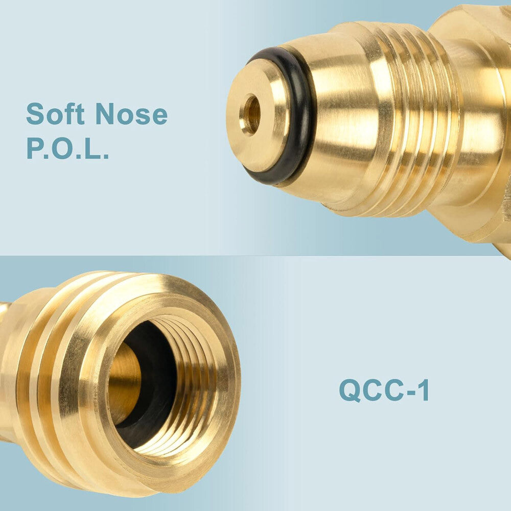 2PCS Propane Tank Adapter 100LB LP to Type-1 Fitting Brass Conversion