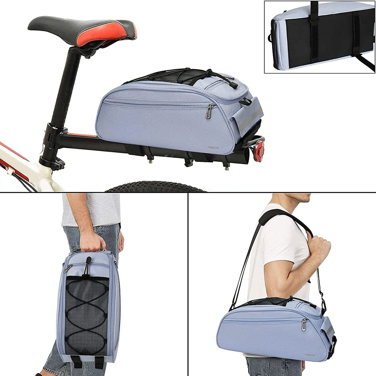 Waterproof Bicycle Rack Bag with Large Capacity and Reflective Strip - Rear Seat Pouch for Cycling