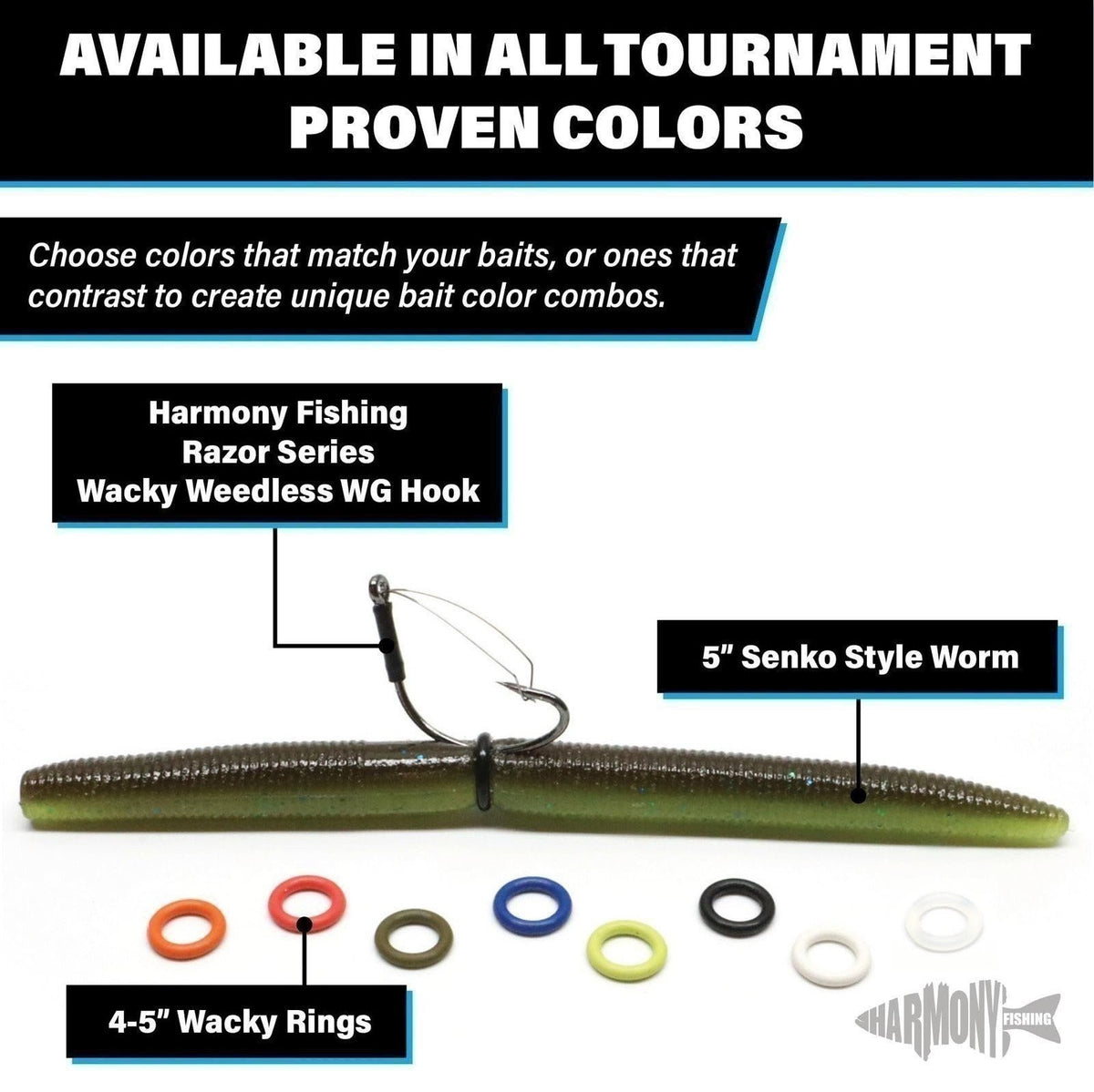 Wacky Rings 100 Pack for Fishing Rigging - Strong Silicone O-Rings for Senkos and Soft Baits