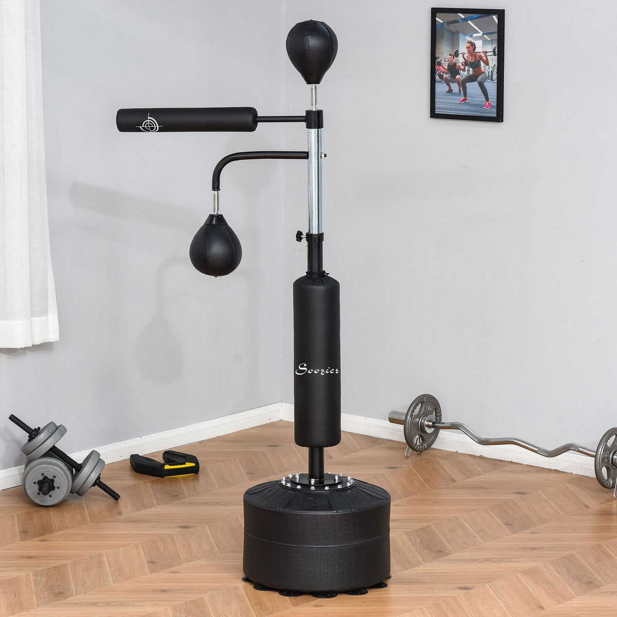 Adjustable Freestanding Boxing Punching Bag Set with Speed Balls and Reflex Bar