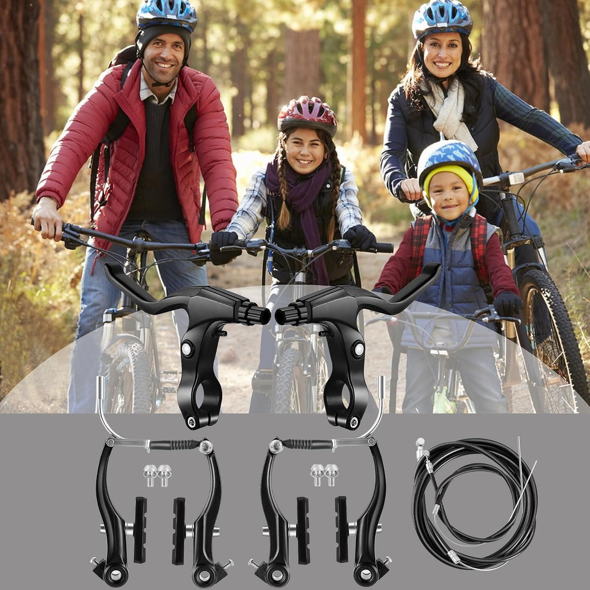 Complete Bike Brake Set with Cables for Mountain & Hybrid Bicycles