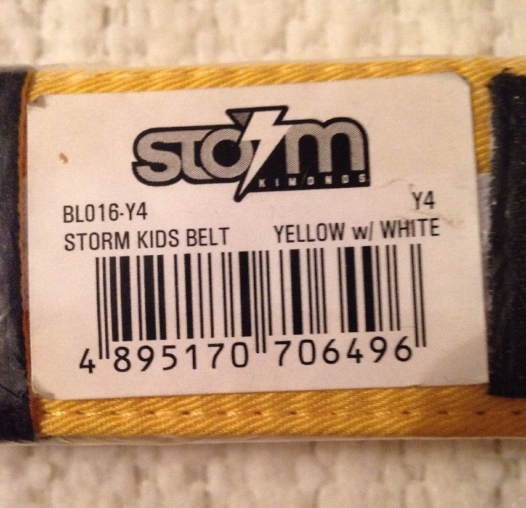 Kids Belt Yellow White Y4 - Storm Kimonons Children's Waist Accessory