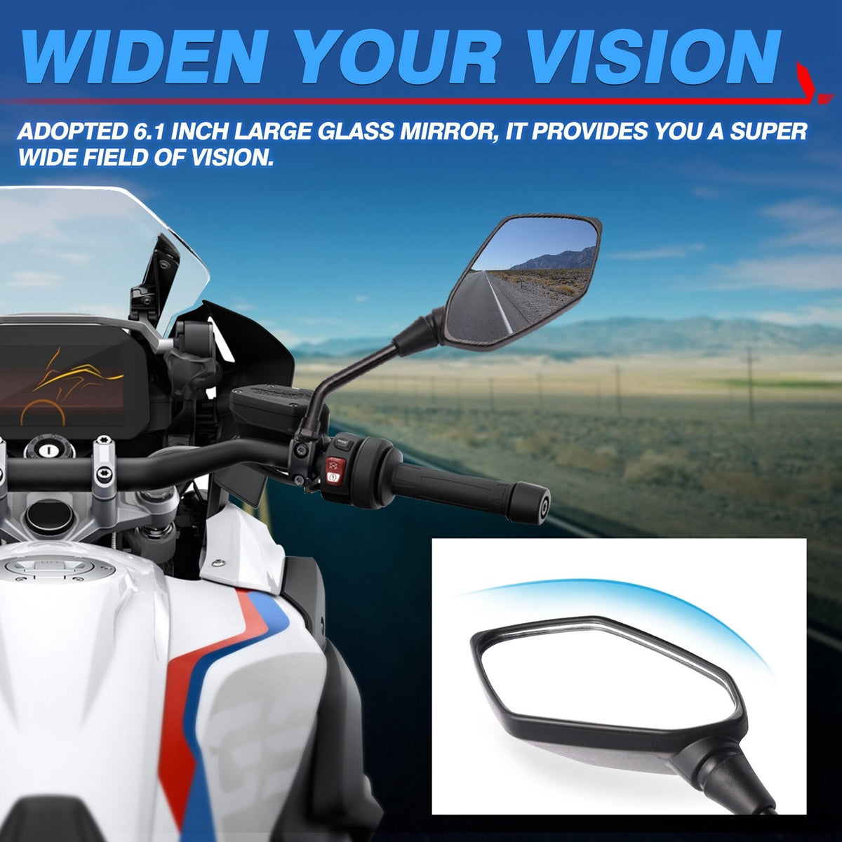 Universal 7/8" Handlebar End Rearview Mirror for Motorcycle Side View