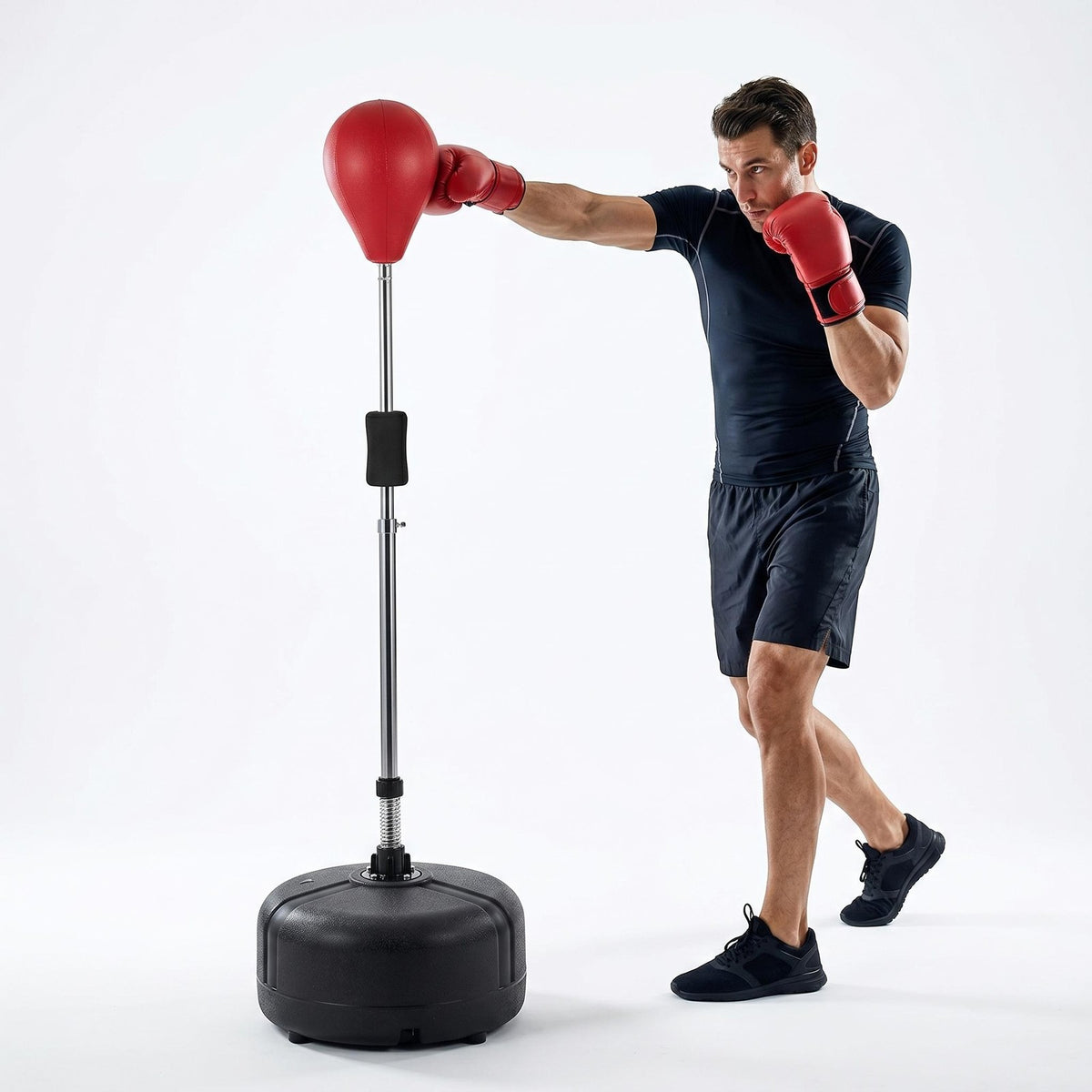 Adjustable Steel Spring Boxing Ball Stand with HDPE Base for Punching Reflex Training