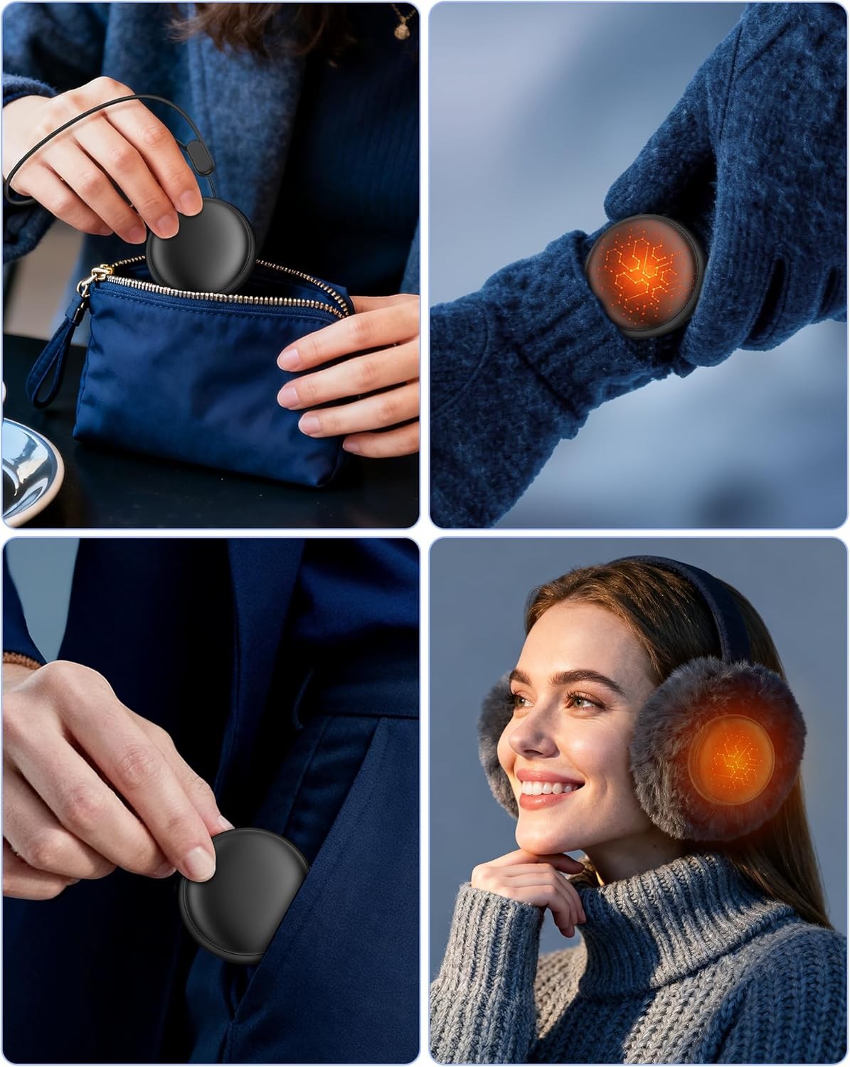 Rechargeable Hand Warmers 2-Pack - Long-Lasting 20H, 5 Heat Levels, Ultra Thin