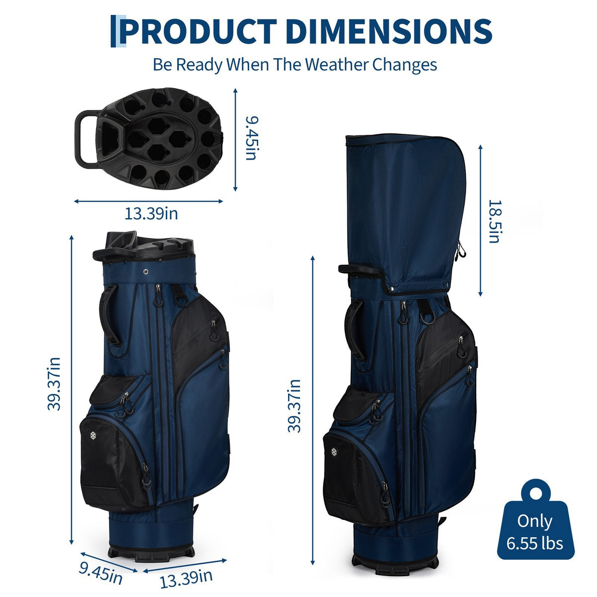 Lightweight 14-Way Golf Cart Bag with Full-Length Dividers Cooler Pocket & Rain Cover