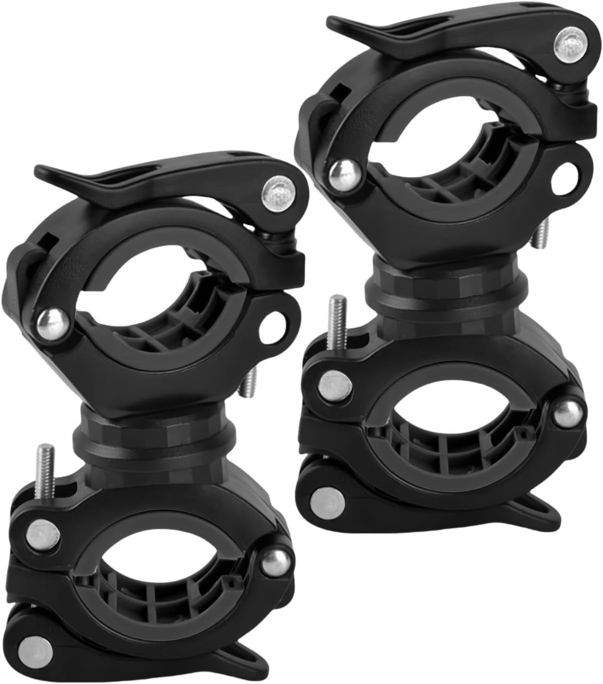 Bicycle Flashlight Mount Holder with Rubber Clamp - 2 Pack