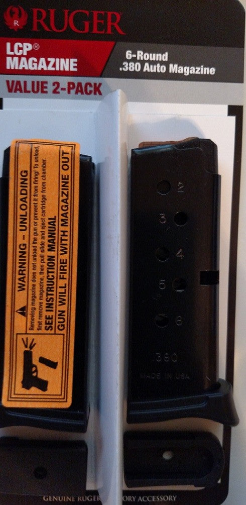 Ruger LCP .380 ACP 6-Round Magazine 2 Pack - Replacement for Ruger LCP II