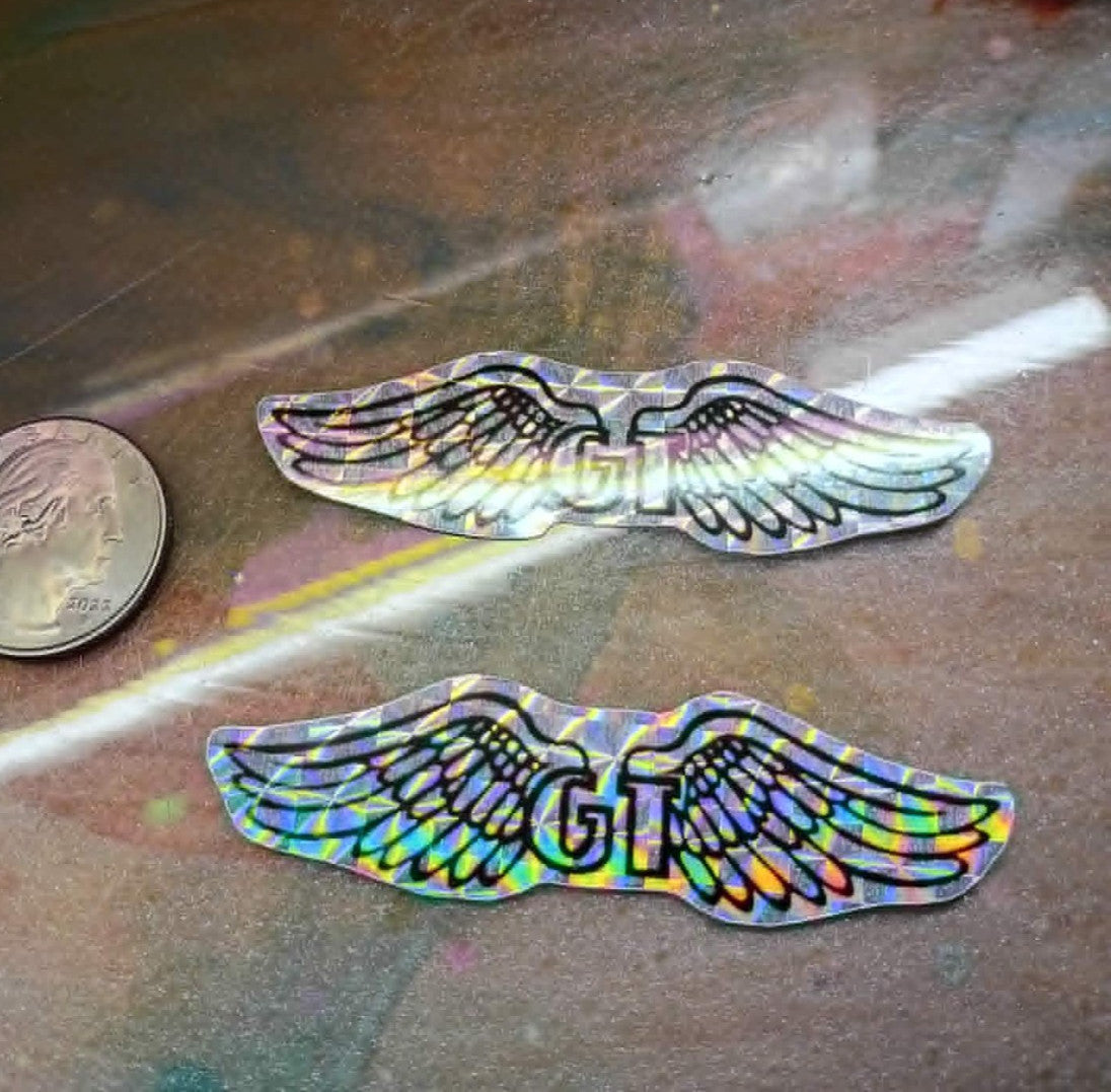 BMX Decals Set of 2 GT Wings Holographic Stickers 3-Inch for BMX & MTB