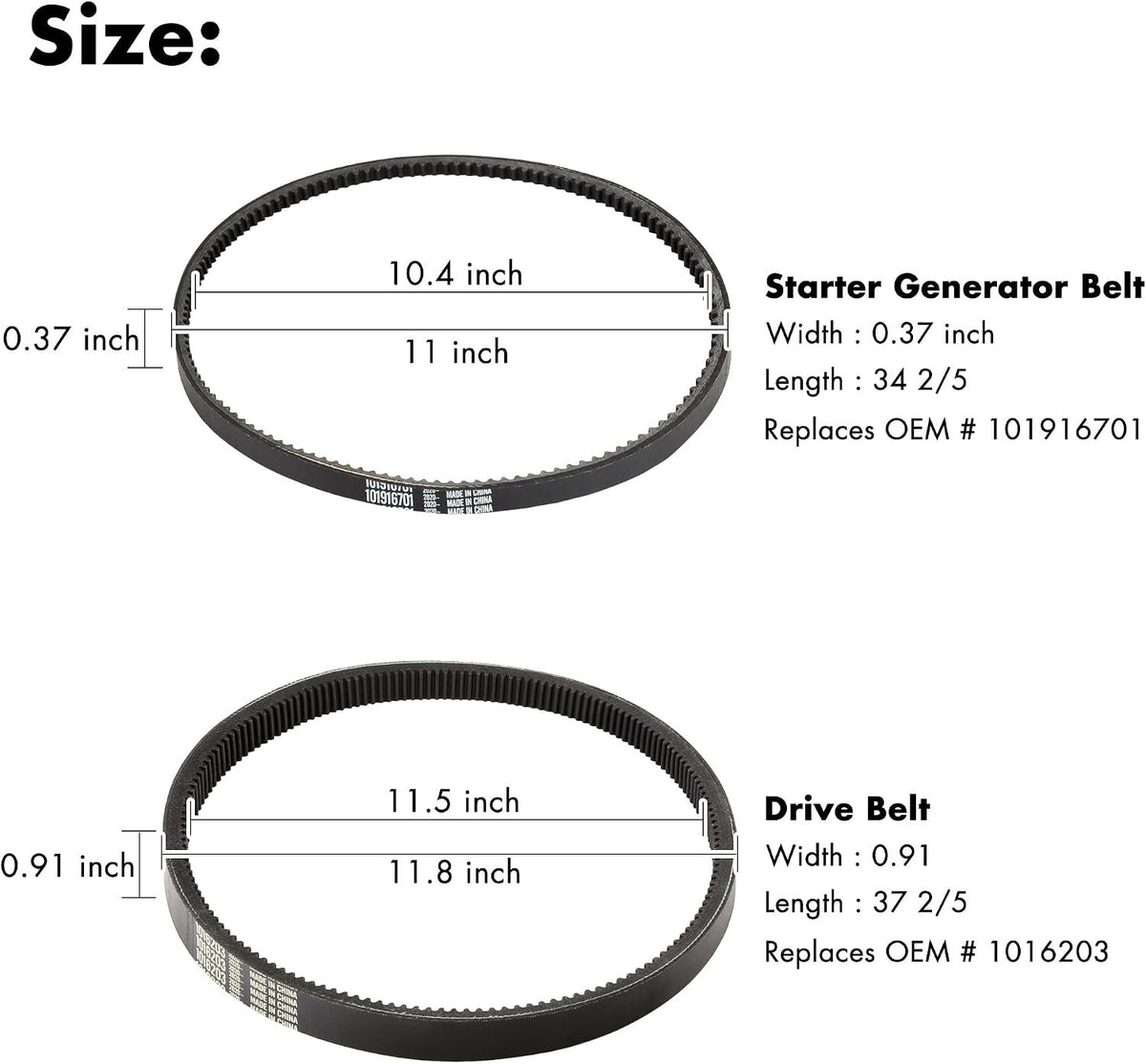Golf Cart Clutch Drive Belt & Starter Belt Kit for Club Car DS & Precedent