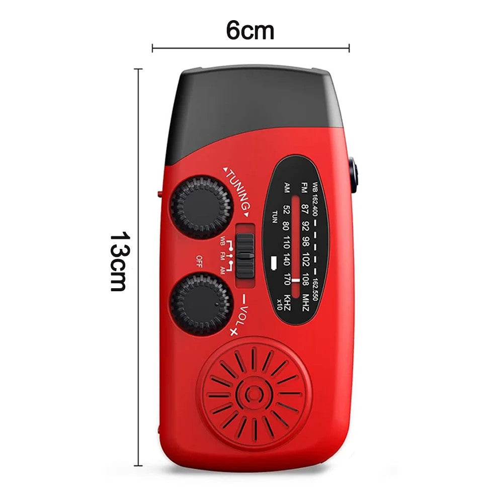Emergency Weather Radio with Solar Crank Power Bank & LED Flashlight