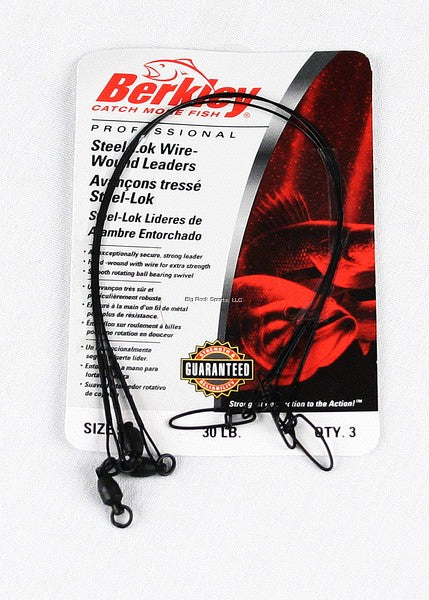 Fishing Leader Wire with Cross Lok Snaps 6 inch 30 lb Black 3 Pack