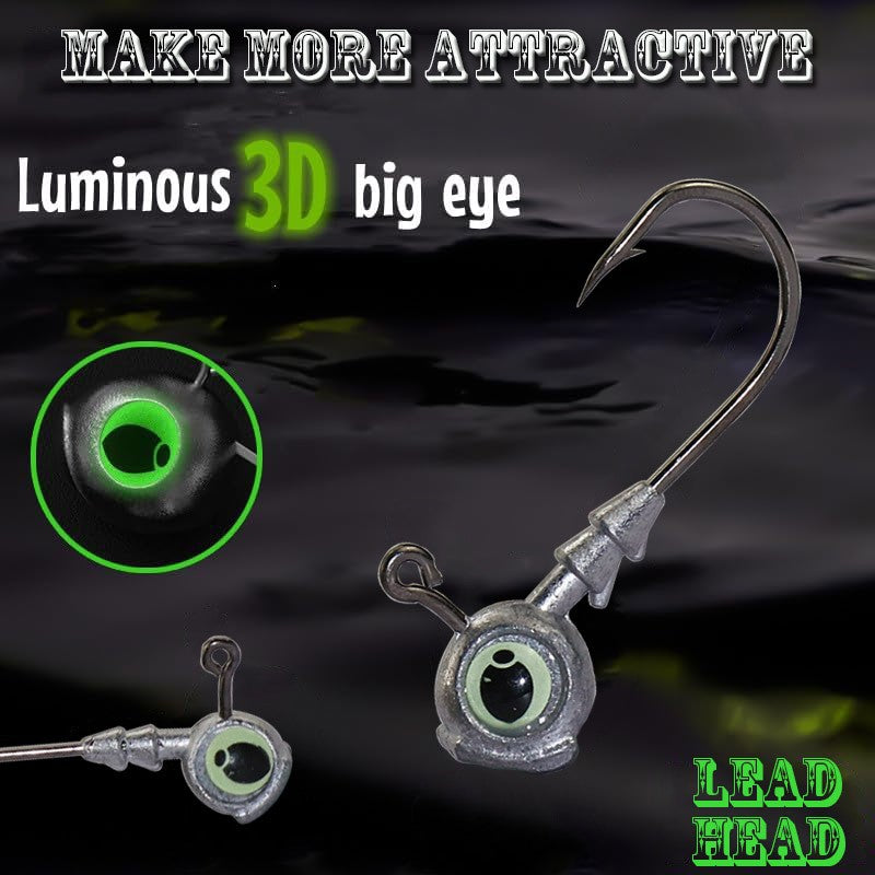 20Pcs Luminous Eye Jig Heads for Bass Trout Saltwater Fishing - Multiple Sizes