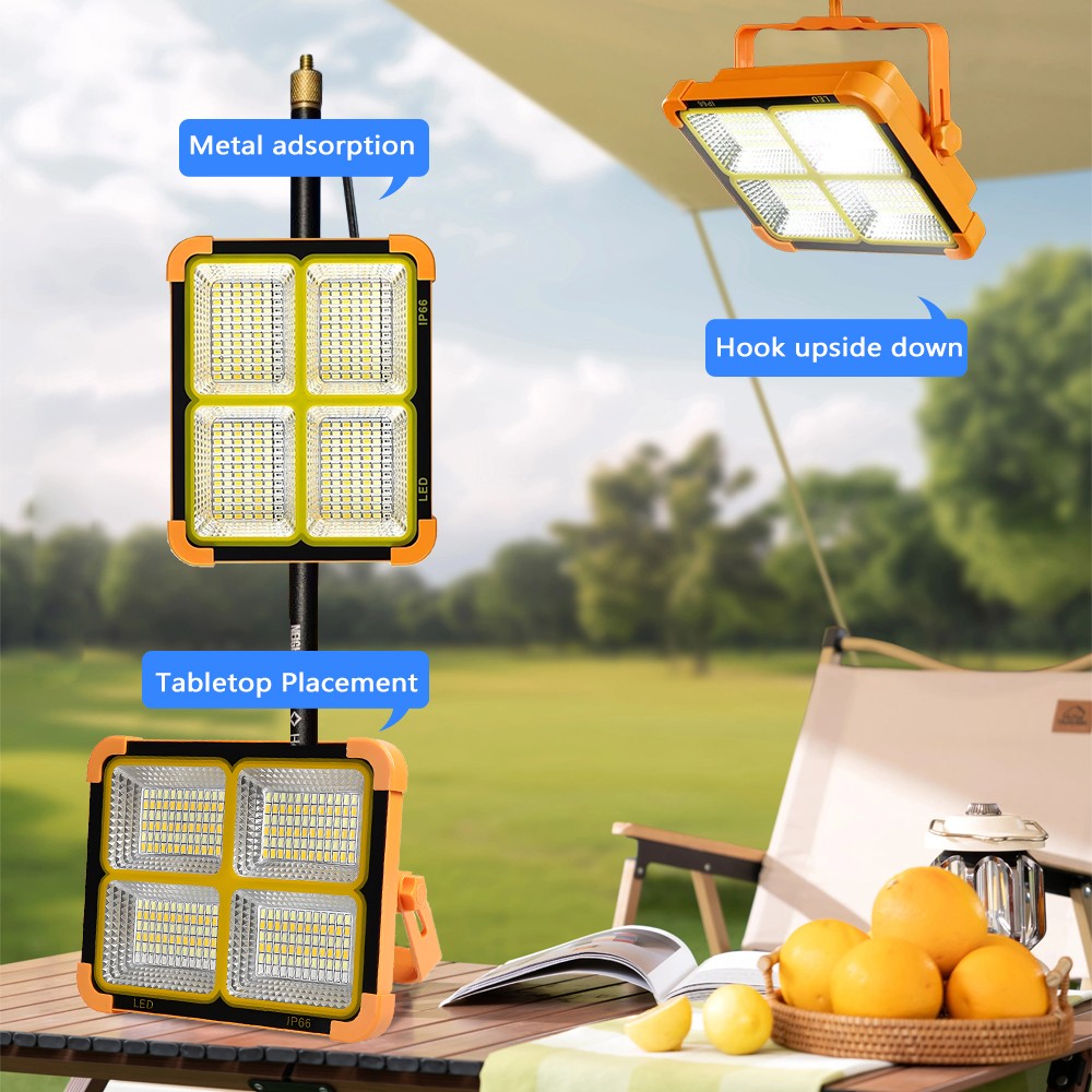 Rechargeable LED Camping Flood Light with Solar & USB Power Bank