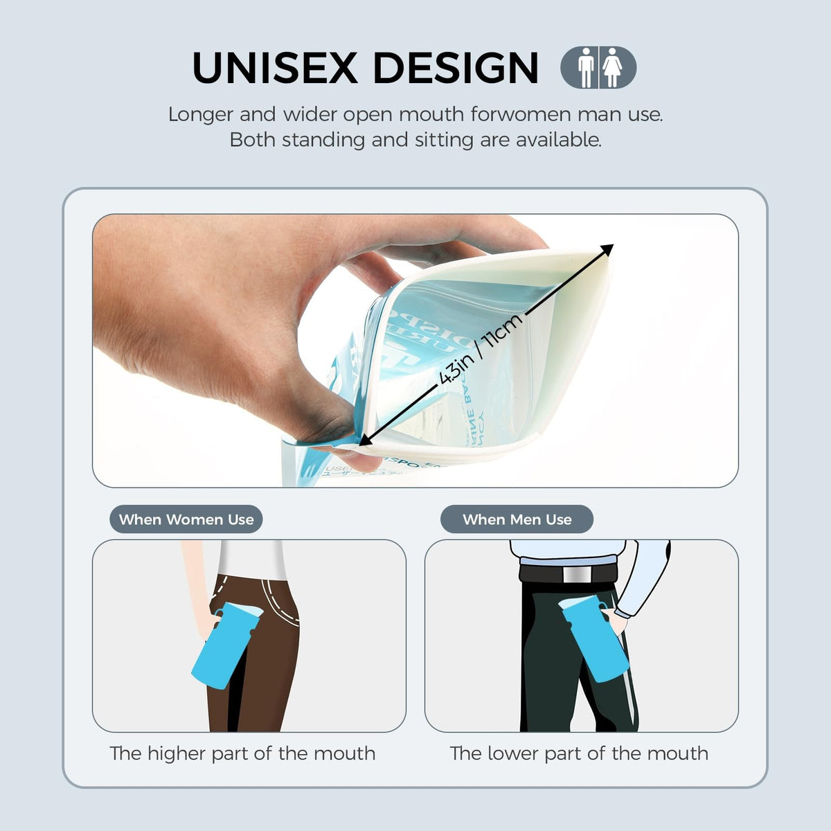 750ML Disposable Urinal Bags for Emergency Use, Portable Female Urinal Pack of 12