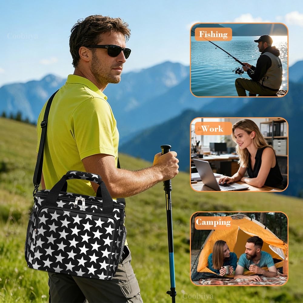 Insulated Lunch Box Cooler Bag with 4 Pockets, Leakproof, 12L Capacity