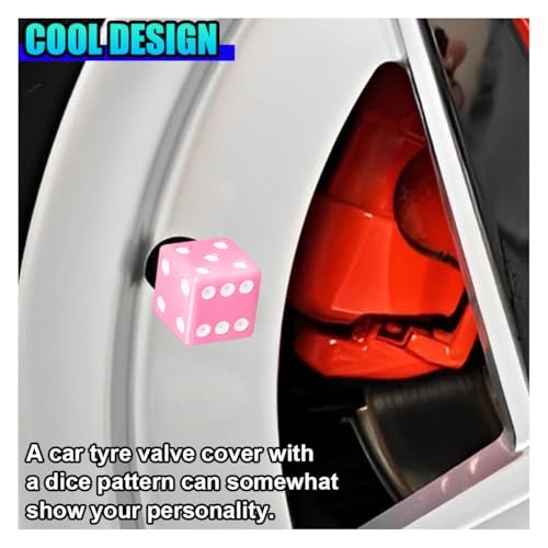 Pink Dice Tire Valve Stem Caps - Corrosion-Resistant Car Wheel Covers