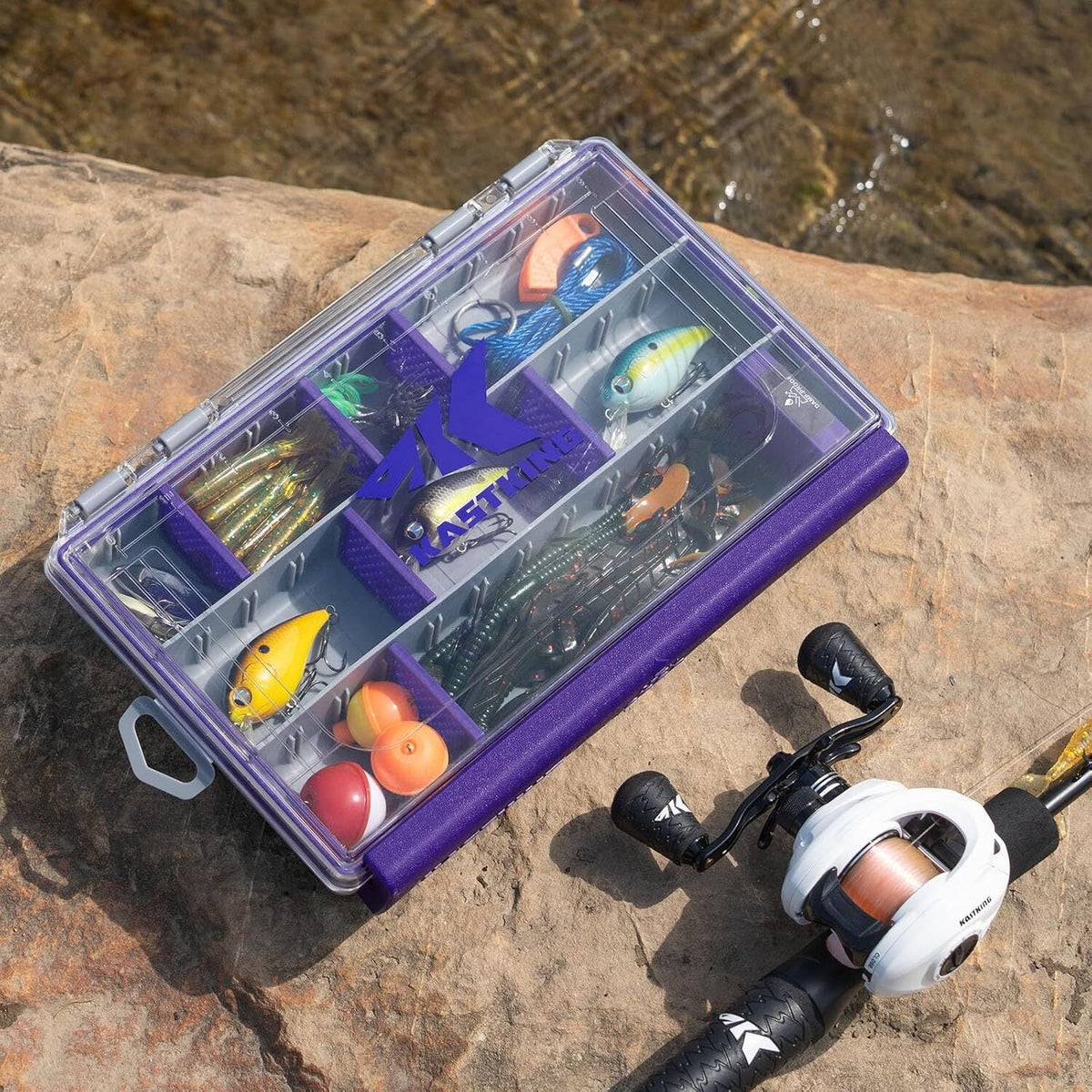 Waterproof Fishing Tackle Box with Removable Dividers - Multiple Sizes