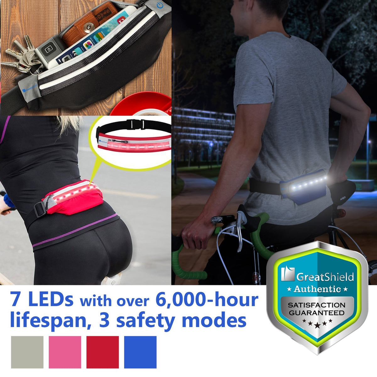 Waterproof LED Sport Waist Belt Pouch for Running & Outdoor Activities