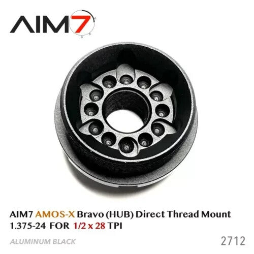 1.375x24 HUB Mount Adapter for Suppressors - Direct Thread 1/2x28 TPI Black