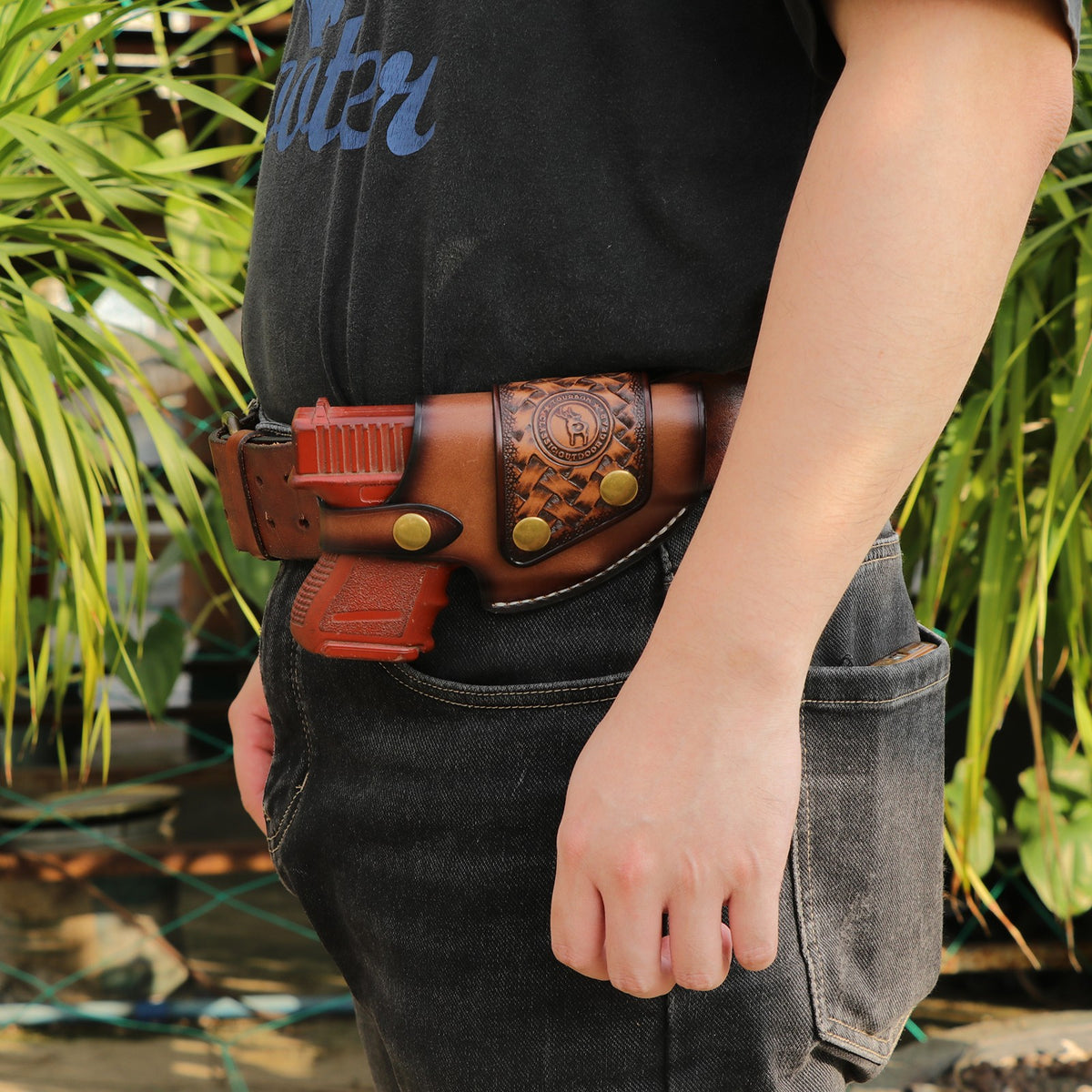 Cross Draw Gun Holster Belt for RUGER LCP II & SIG SAUER P365 - Leather Concealed Carry