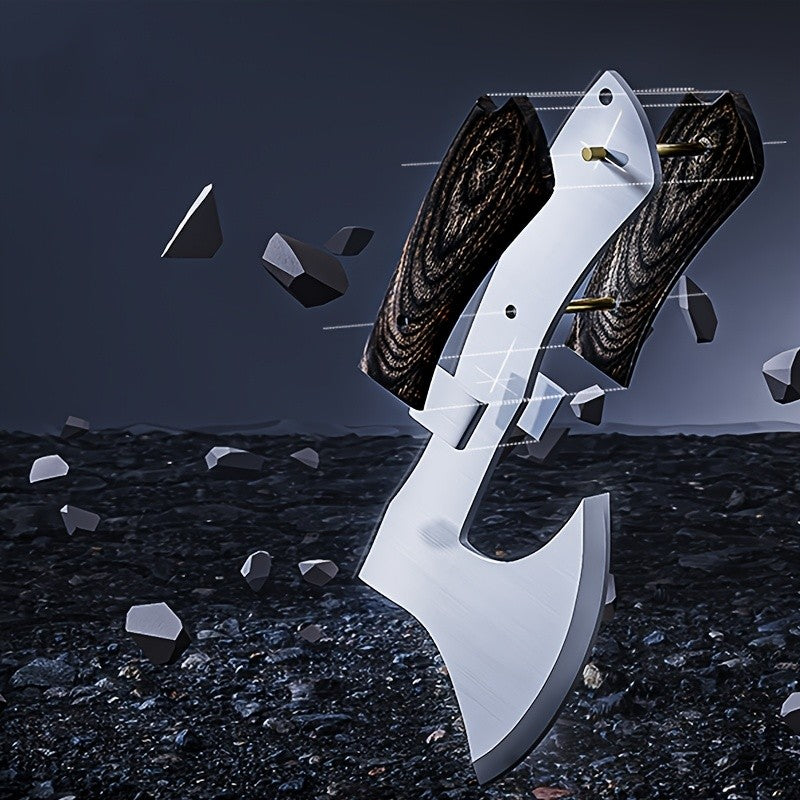 420J2 Steel Camping Axe with Non-Slip Sandalwood Handle and Fireproof Body