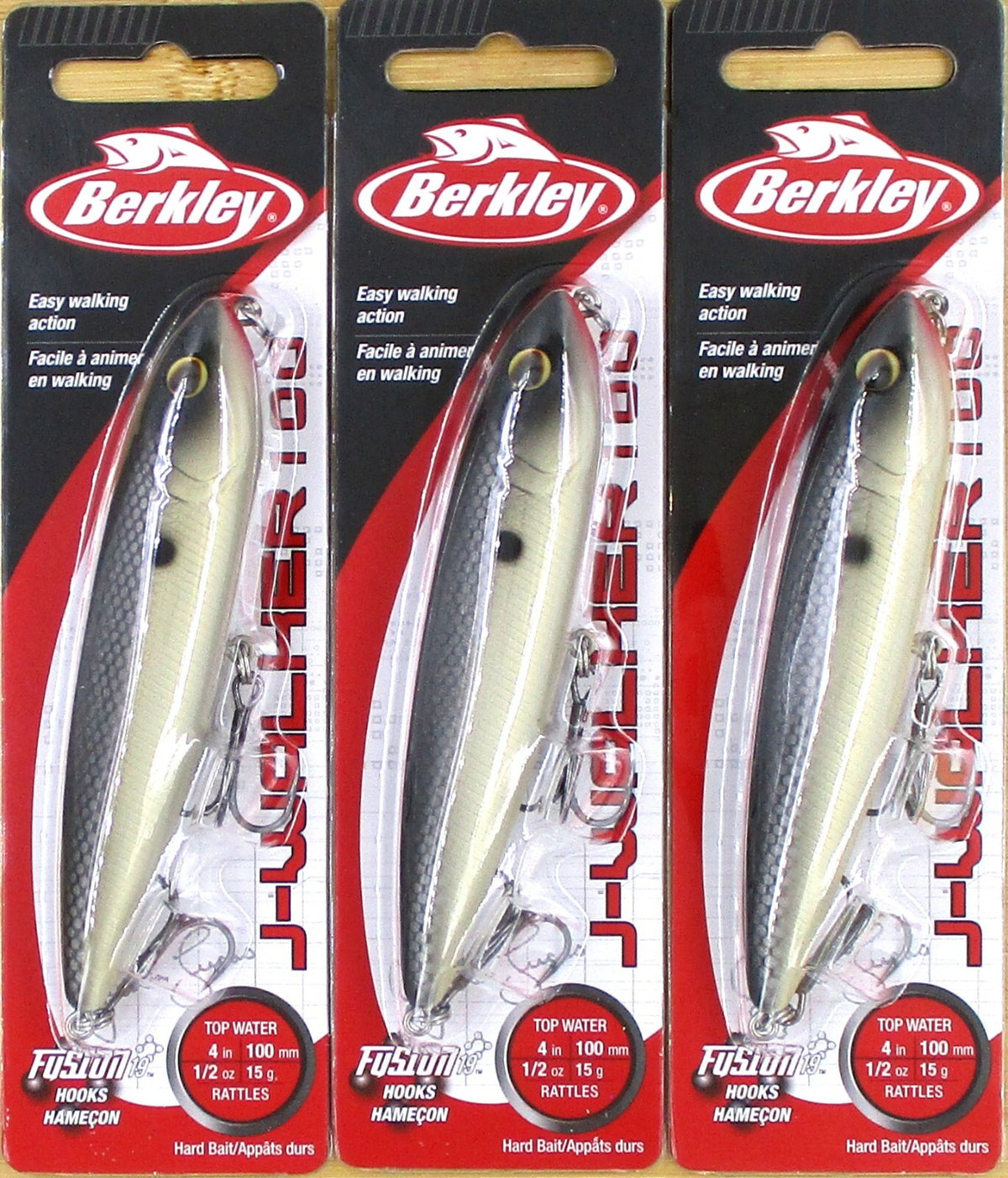 Berkley 4 Inch J-Walker Topwater Rattle Bait - 1/2 Oz Shad Lure - Freshwater Fishing