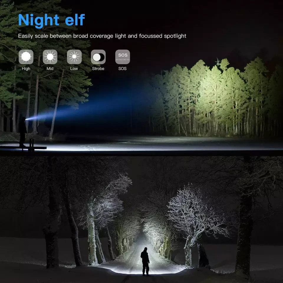 Super-Bright 90000LM LED Tactical Flashlight 2 Pack, 5 Modes, Zoomable