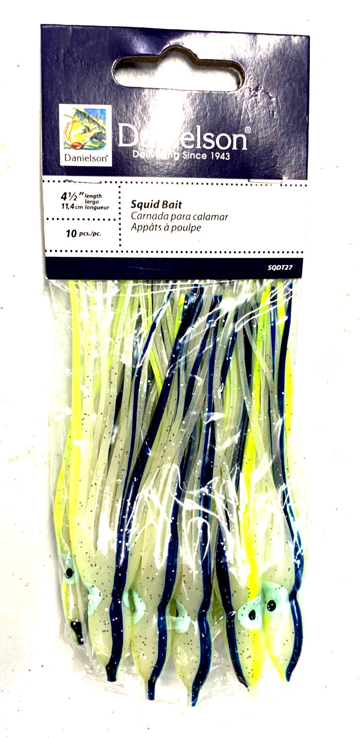 Salmon Fishing Hoochie Lure Set 3 Packs of 10 - 4.5 Inch Squid Bait