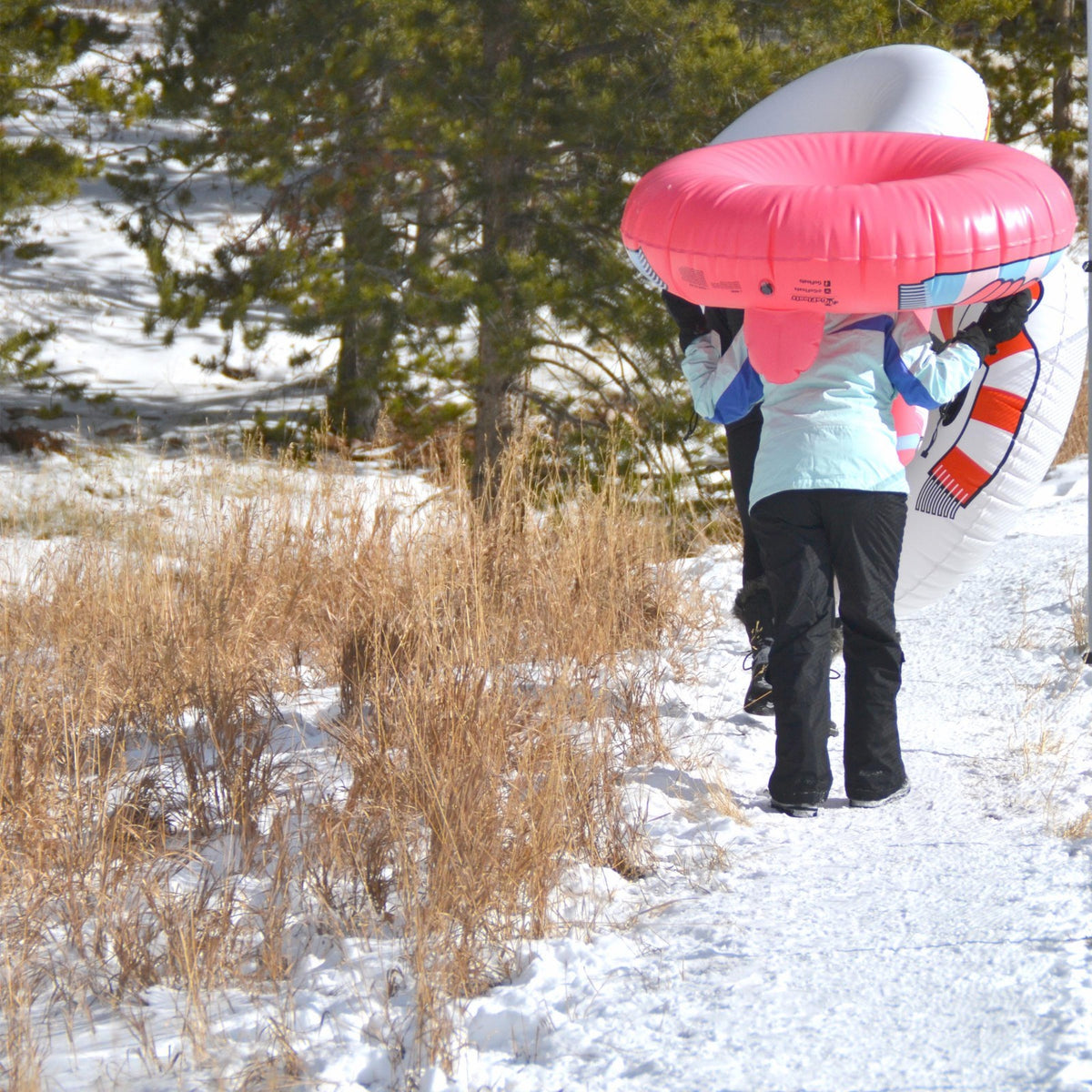 Winter Snow Tube Flying Flamingo Sled - Inflatable Snow Sled for Kids & Adults