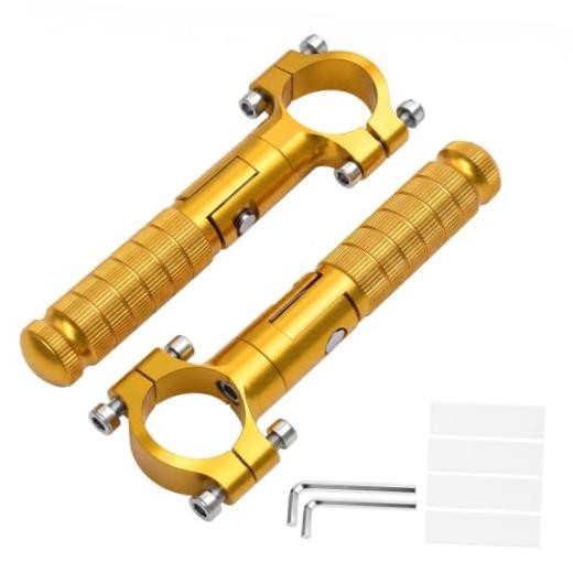 Gold Folding Motorcycle Footrest Pegs - 1.25 Inch Universal Fit