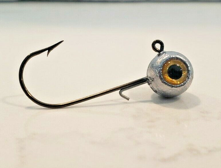 Unpainted Fish Jig Heads with 3D Eyes - Multiple Weights & Colors, Pack of 5