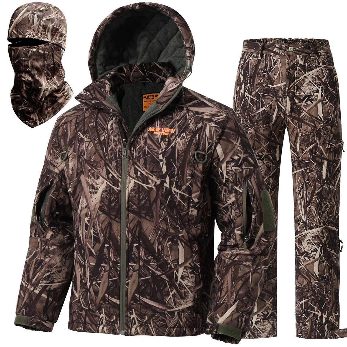Men's Insulated Camouflage Hunting Suit with Jacket and Pants Set for Cold Weather