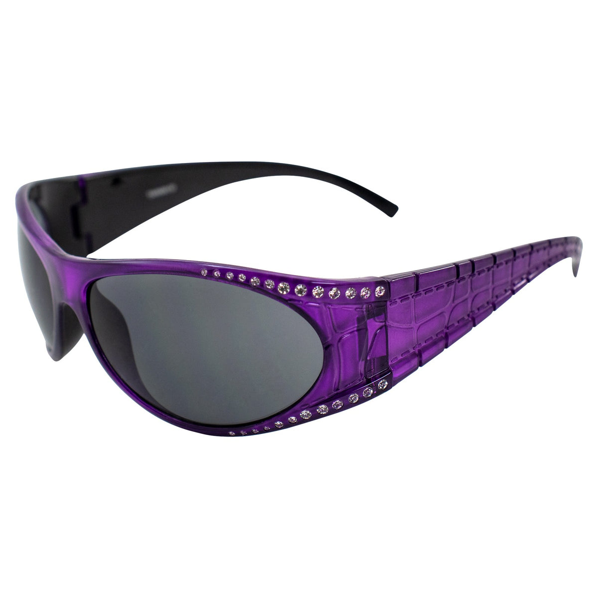 Women’s Wraparound Motorcycle Sunglasses with Purple Frame & Smoke Lenses