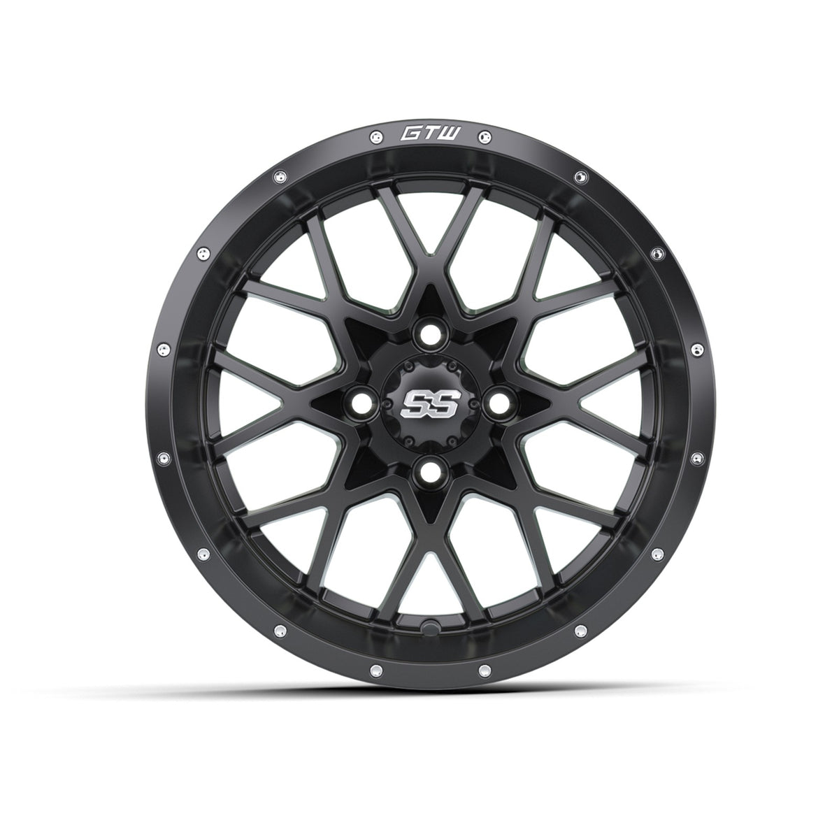 Golf Cart 14x7 Matte Black Alloy Wheel - 4x4 Bolt Pattern ET-25 Offset