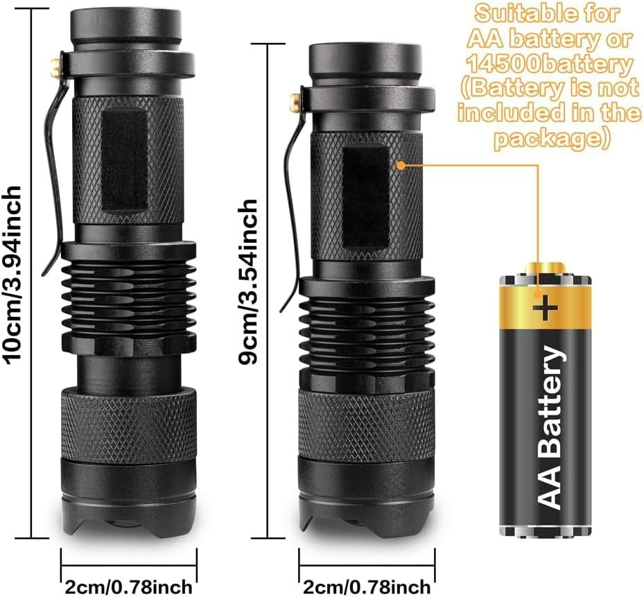 Red LED Flashlight 2 Pack Zoomable Night Light for Camping & Wildlife Observation