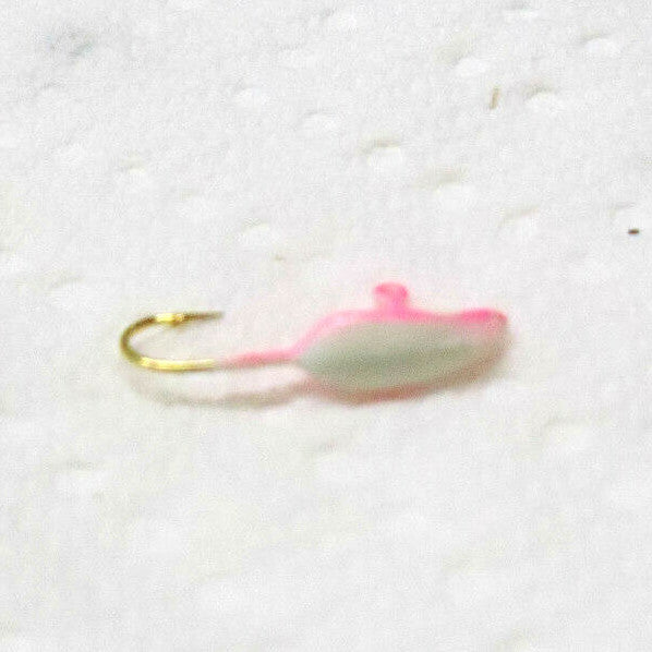 Custom Painted Ice Jigs with Hook Size 12 - Pink/Glow, 12 Pack