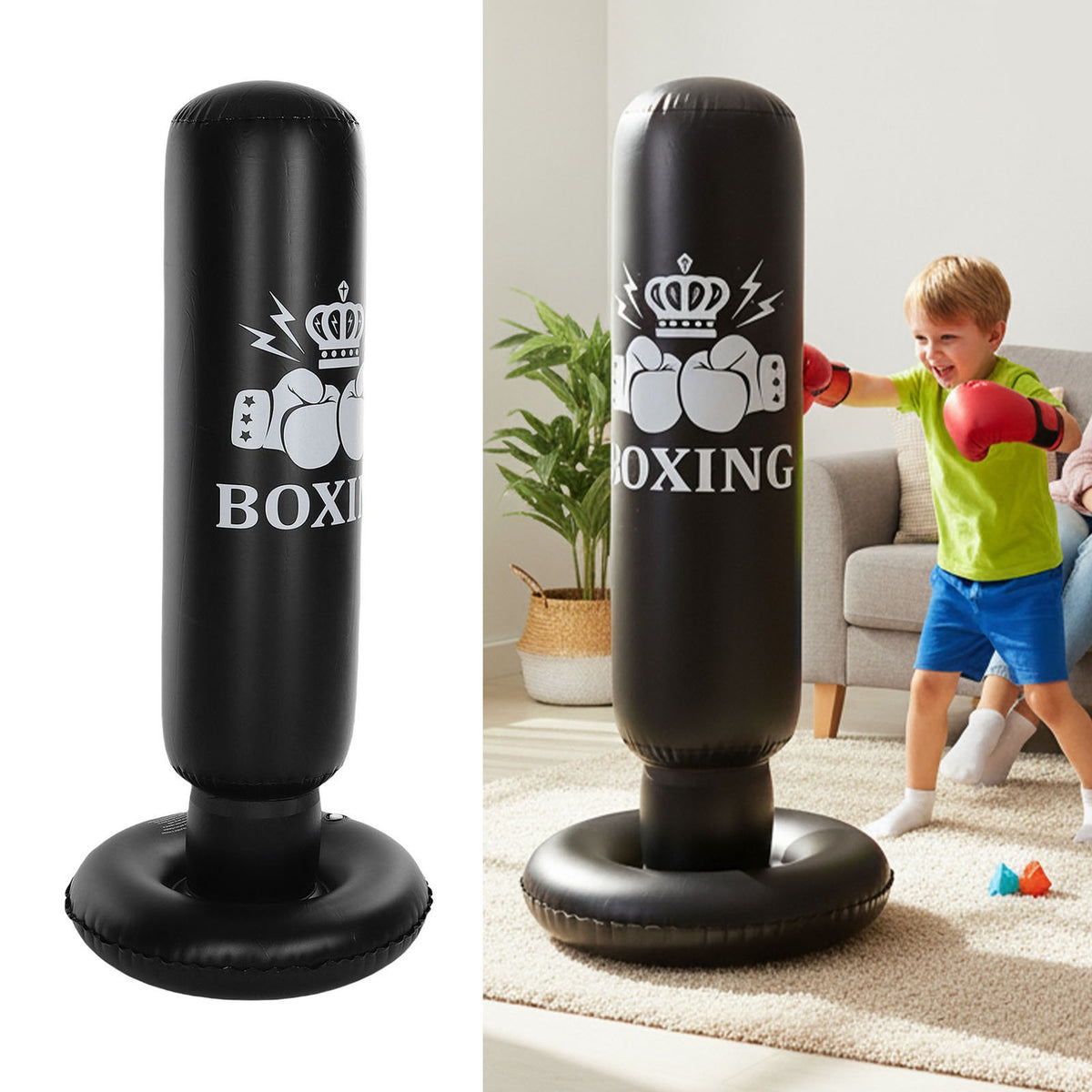 Inflatable Boxing Bag 63 Inch Punching Dummy for Martial Arts Training