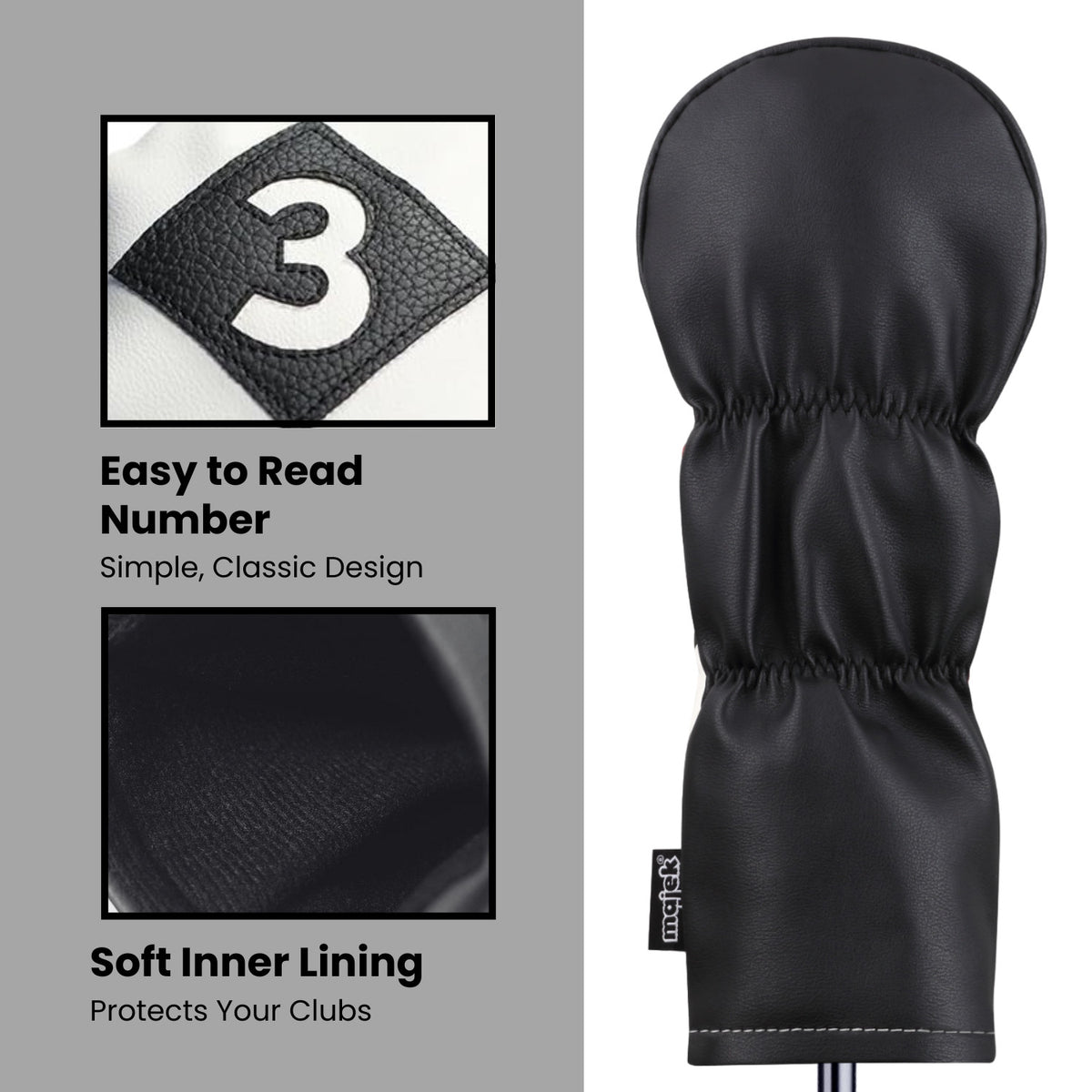 Golf Fairway Wood Headcover - Vintage Leather Style for 3-7X Clubs