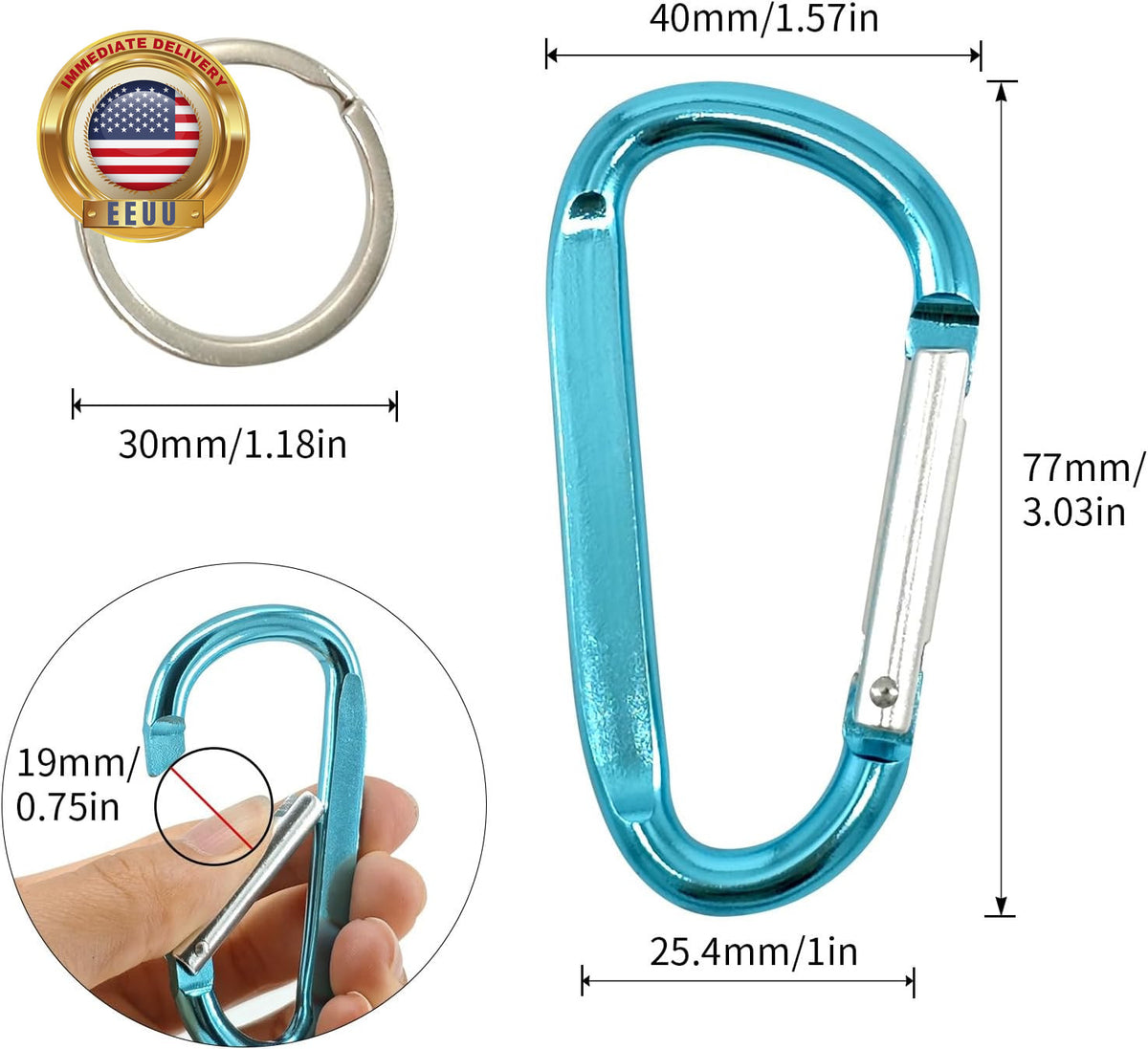 Heavy Duty Black Carabiners 3 Inch D-Shape Pack for Gear & Organization