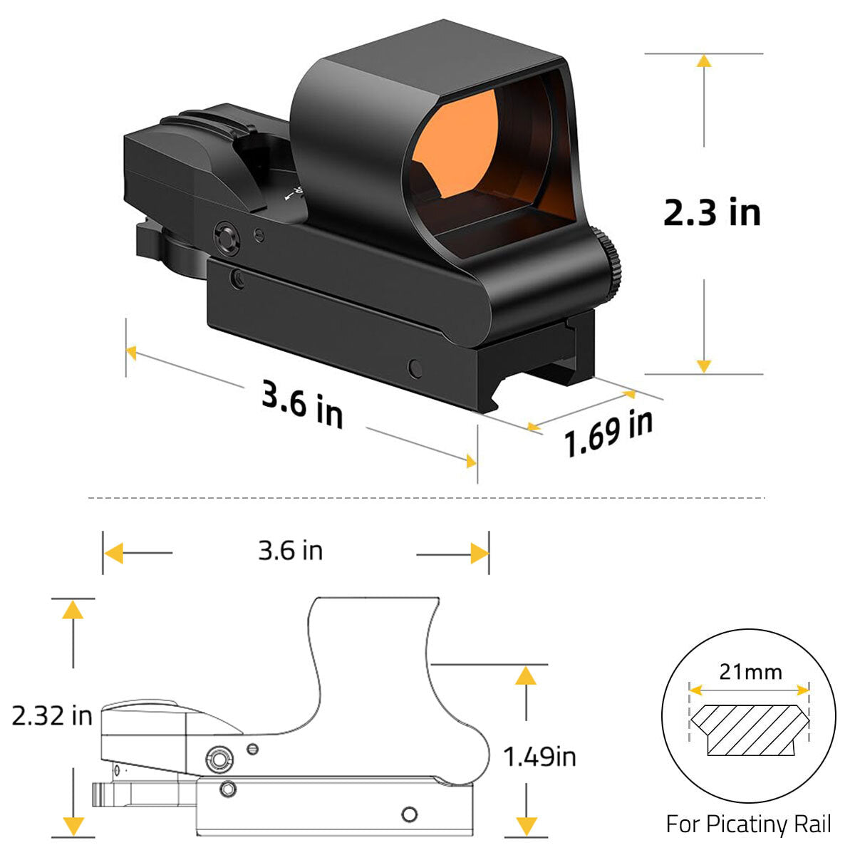 Red Dot with 3X Magnifier Combo, 4 Reticle Options, Mount