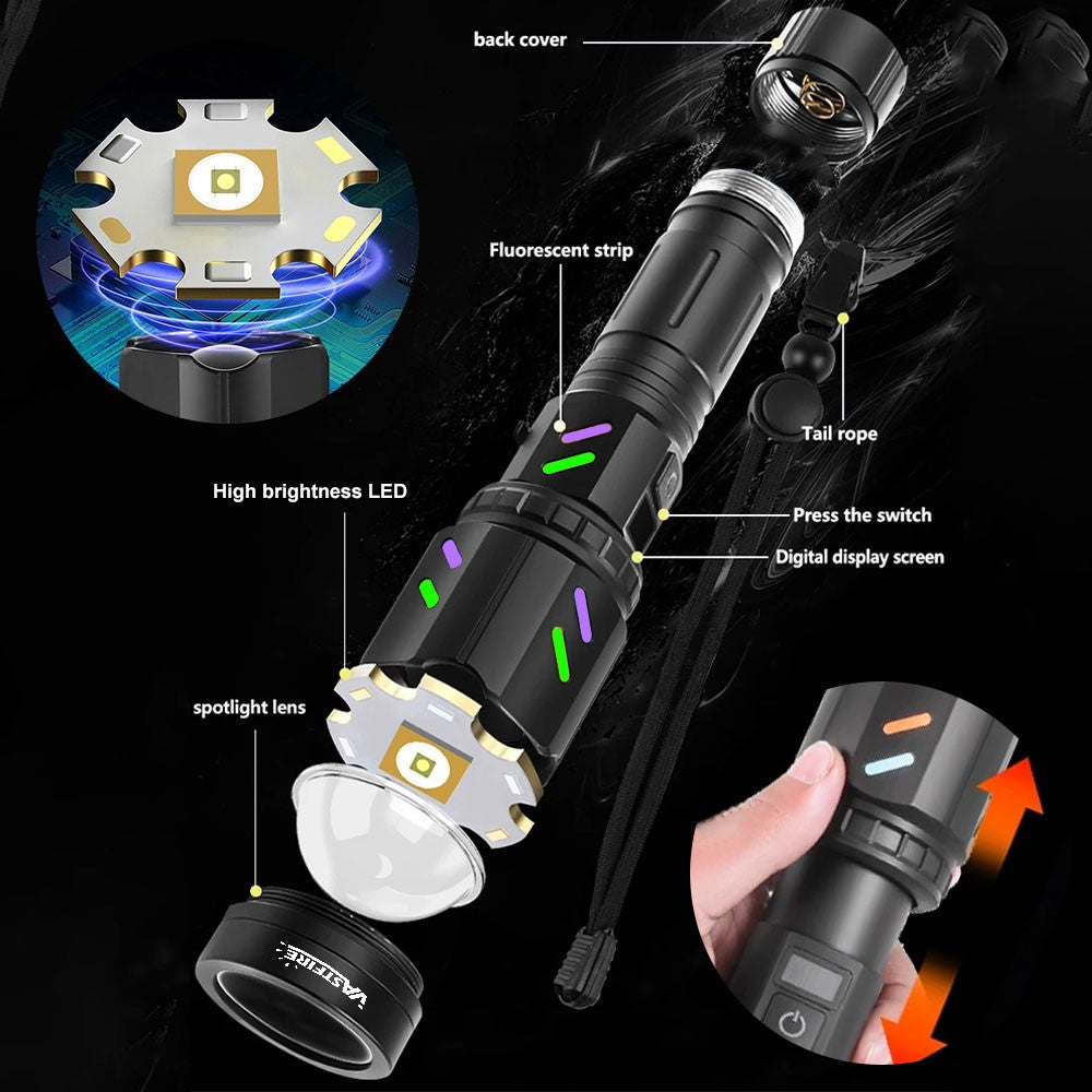 High Power Rechargeable LED Laser Flashlight with Zoom & SOS Mode