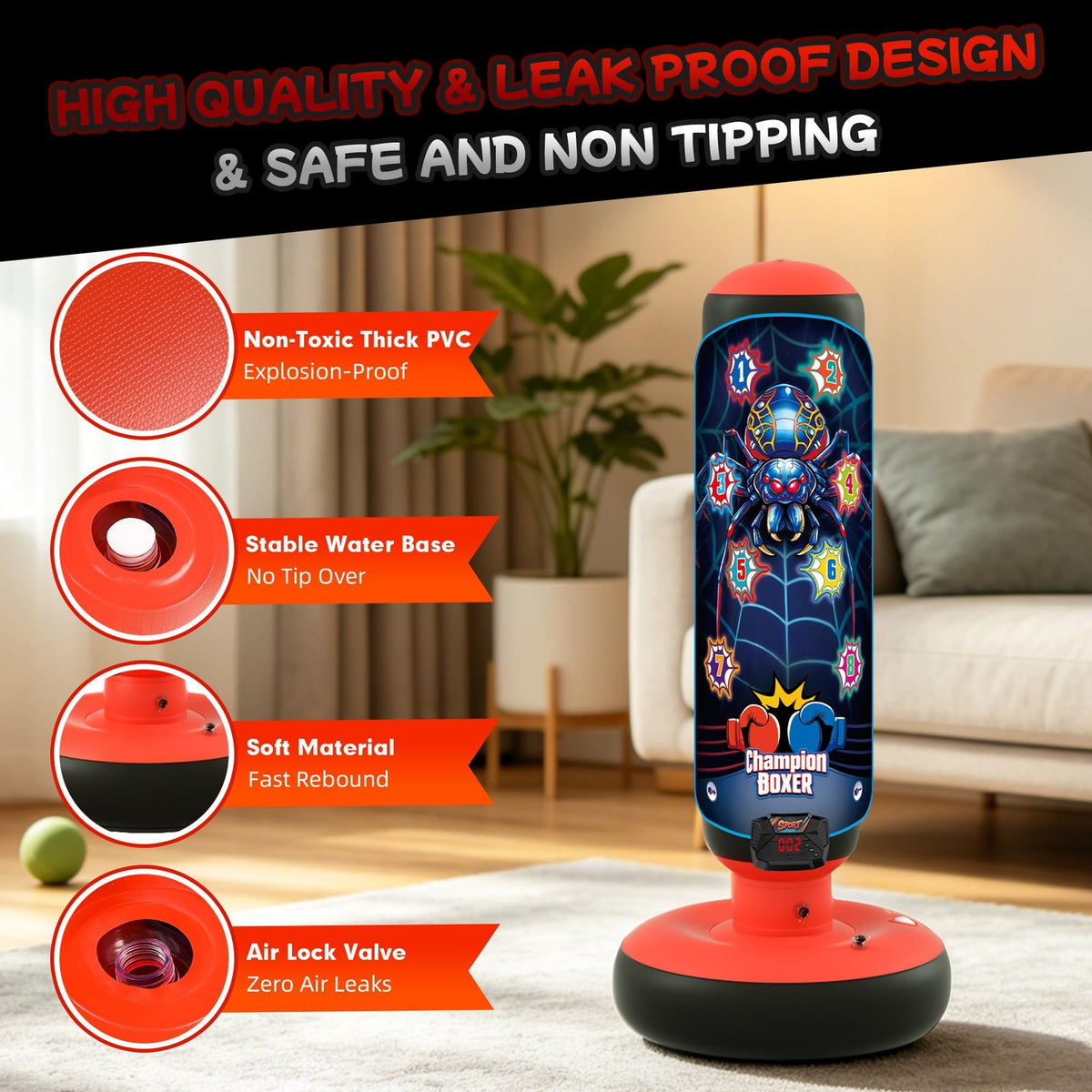 Smart Kids Punching Bag Arcade-Style Boxing Set with Scoring, Lights & Music