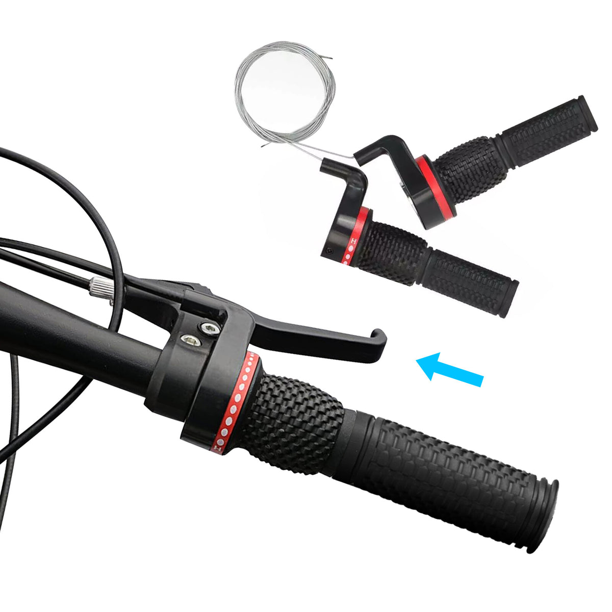 Bike Shift Levers Handlebar Grip Set - Durable Rubber & Easy Installation